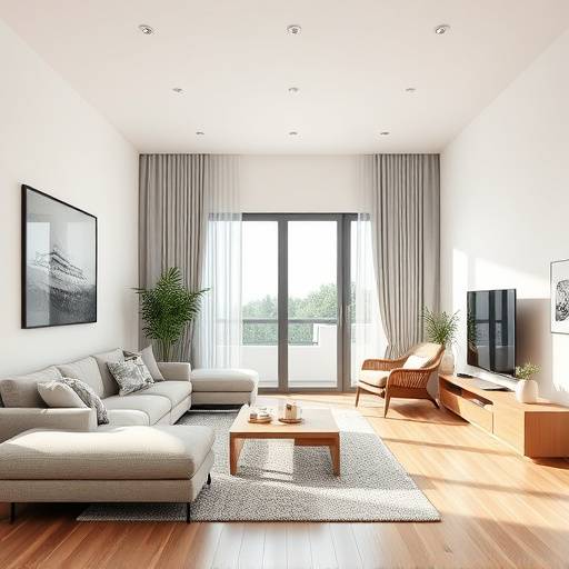 An interior shot of a modern apartment, showcasing the clean lines and minimalist design.